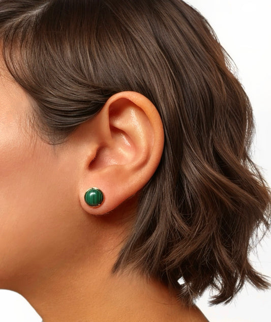 Mystic Trio Stud Earrings SET — Honey, Lapis & Malachite- Inspired in Gold-Plated Silver