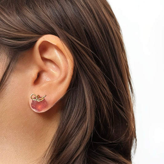 Love & Joy Bow Stud Earrings Gold-Plated Silver