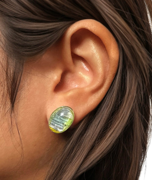 Forest Resin Stud Earrings in Gold-Plated Sterling Silver