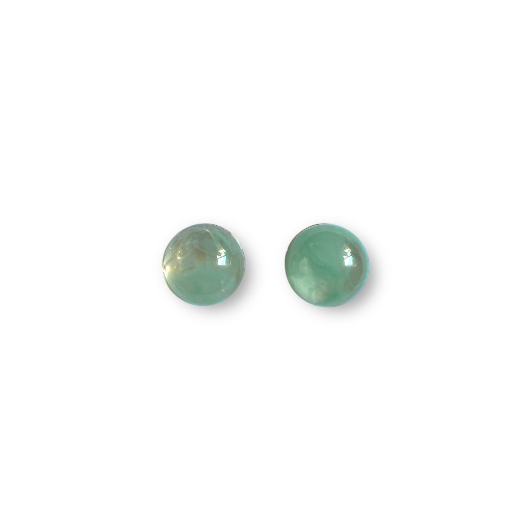 Serene Green Pastel: Double-Sided Round Stud Earrings in Gold-Plated Silver