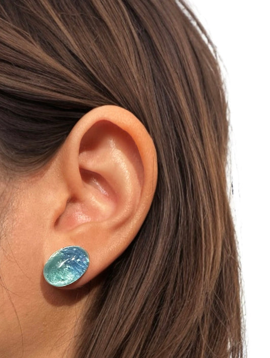 Sky Resin Stud Earrings in Gold-Plated Sterling Silver