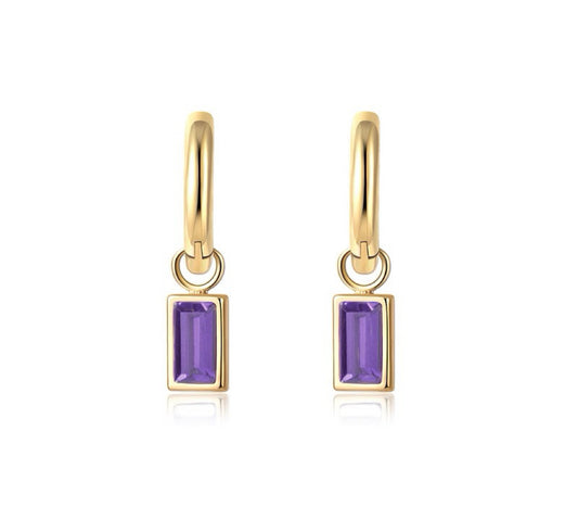 Amethyst Zirconia Drop Earring Gold Plated Silver