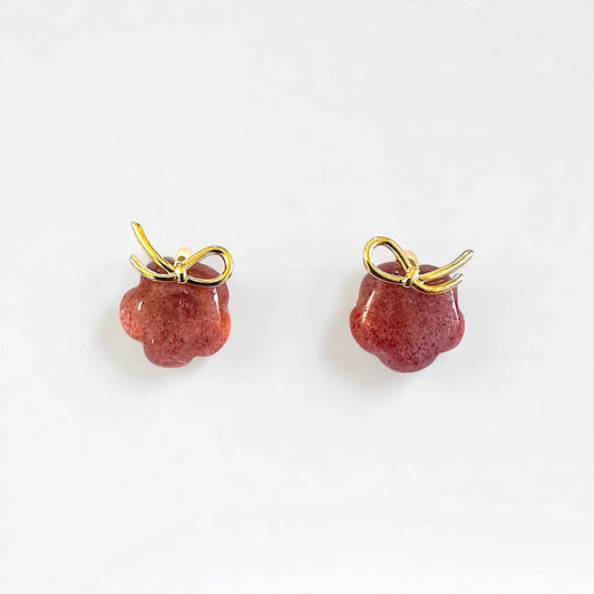 Love & Joy Bow Stud Earrings Gold-Plated Silver