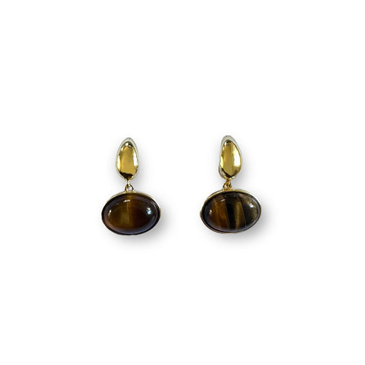 Tiger’s Eye-Inspired Gold Drop Earrings Gold-Plated Silver