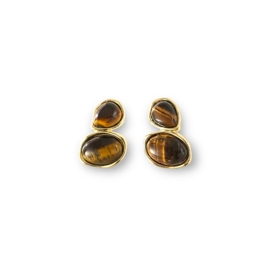 Tiger’s Eye-Inspired Posh Drop Earrings Gold-Plated Silver